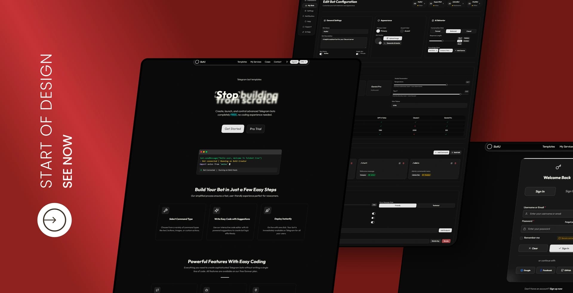 Telegram Robot Creation Application Interface